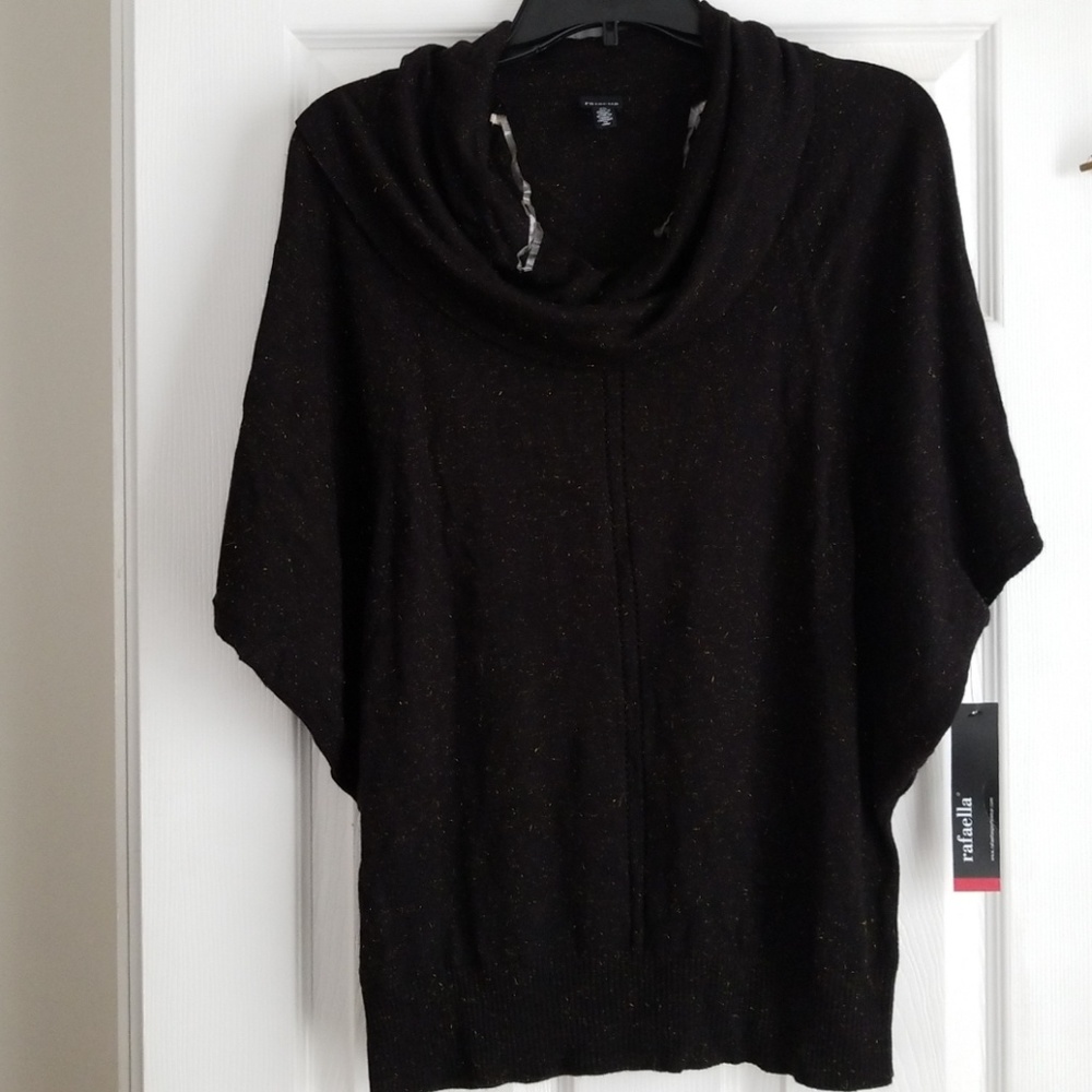 Black & Gold Cow Neck Sweater